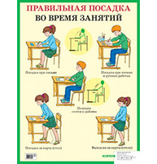 Правильная посадка во время занятий. Наглядное пособие для начальной школы